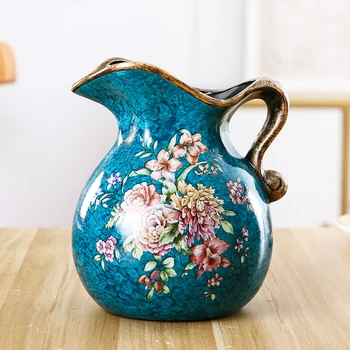 Креативная ваза для сервировки стола с цветами и птицами в американском стиле, керамический горшочек для молока, декоративное украшение для дома, домашняя ваза
