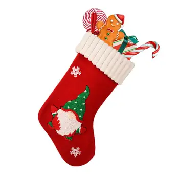 Рождественские чулки с большими фетровыми рождественскими носками, украшение в виде 3D-манжеты в виде гнома, подарочные пакеты, Декоративный рождественский декор на шнурке