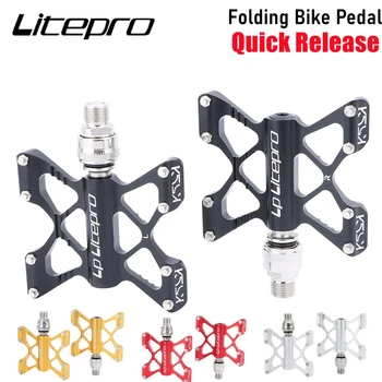 Litepro K5 Складная Педаль Для Горного Велосипеда Quick Release Из Алюминиевого Сплава Сверхлегкая 94*114 мм QR-Подшипниковая Педаль Для MTB/Дорожного Велосипеда