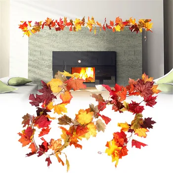 Цветочные стебли 1,7 м Осенние кленовые листья, гирлянда с подсветкой, гирлянды на День благодарения, украшения, искусственные осенние цветы