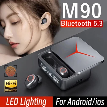 M90 Беспроводная Гарнитура Bluetooth 5.3 Водонепроницаемая Мини-Музыка Hi-Fi Стерео Цифровой Дисплей LED Touch Спортивная Игровая Гарнитура Универсальная