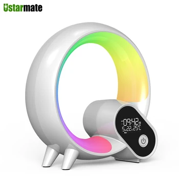 Креативный Q Light Аналоговый будильник с цифровым дисплеем Sunrise, Bluetooth-аудио, интеллектуальное пробуждение, красочная атмосфера, RGB-подсветка