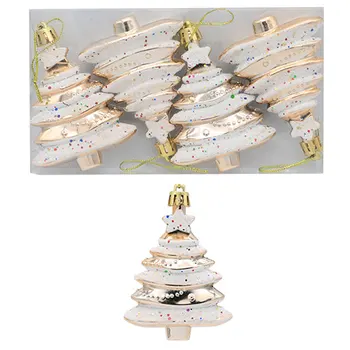 Рождественские подвесные украшения, 6 Цветов, Раскрашенная 3D Елка с подвесной веревкой для рождественских поделок для дома