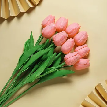 10шт Искусственных цветов Тюльпанов Имитация свадебного декора Букеты невесты из искусственных тюльпанов для домашней вечеринки Декор вазы