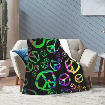 Знаки мира в стиле хиппи, Фланелевое флисовое одеяло для детей, подростков и взрослых, Мягкое Уютное Теплое Пушистое