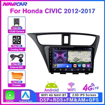 2Din Android10.0 Автомагнитола Для Honda CIVIC Хэтчбек 2012-2017 GPS Навигационный Стереоприемник Автомобильный Стерео Авторадио БЕЗ 2DIN DVD
