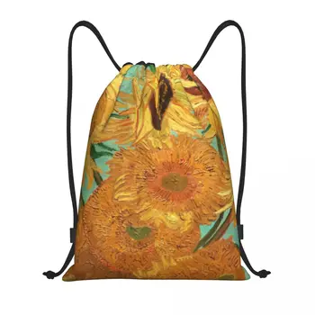 Винсент Ван Гог, двенадцать подсолнухов в вазе, рюкзак на шнурке, спортивная сумка для мужчин, Тренировочный рюкзак для рисования цветов