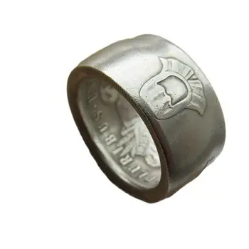 RG (03) 90% серебряное кольцо с серебряной монетой в долларах США Hobo Morgan ручной работы, размеры 7-16