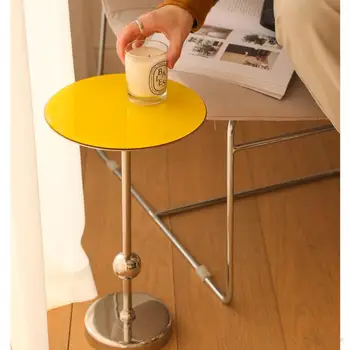 Стол из нержавеющей стали, маленький круглый приставной столик, журнальный столик для творческой гостиной, мобильные журнальные столики, прикроватный столик
