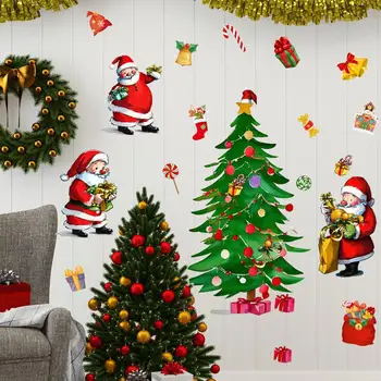 Праздничные украшения на стены, Праздничные Рождественские Наклейки на стены, Санта-Клаус, Снежинки, Домашний декор, Создайте Модное окно комнаты