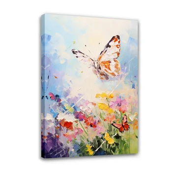 Красивые Бабочки с цветами, нанесение распылением на холст, водонепроницаемые картины маслом на стену, плакат для домашнего декора