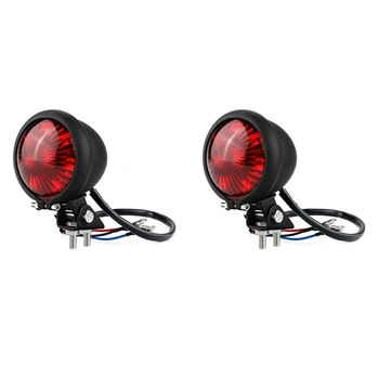 2X Мотоциклетных светодиодных задних фонаря Тормозной стоп-сигнал Moto LED задний фонарь для Bobber Chopper Cafe Черный