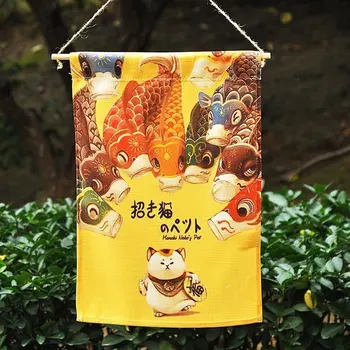 Японский флаг для суши, висящая ткань, Висящий флаг Счастливого кота карпа в японском стиле, украшение суши-магазина