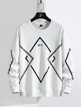 Пуловер большого размера с капюшоном из хлопка с геометрическим принтом в полоску, толстовки с круглым вырезом, мужская уличная одежда, модные топы 8XL