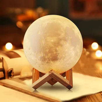 Лунная лампа, ночная лампа с звездным небом, сделанная своими руками, зарядка через USB, затемнение, 3D светодиодная настольная лампа, сенсорная прикроватная атмосферная лампа с дистанционным управлением