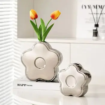 Скандинавская ваза для сухих цветов Керамическая ваза для домашнего декора Цветочная композиция для гостиной Украшение рабочего стола в офисе поделки в подарок