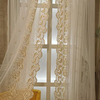 Современные тюлевые шторы для гостиной столовой Полиэфирная веревка Вышитая вуалевая занавеска для спальни Оконные жалюзи Шторы на заказ