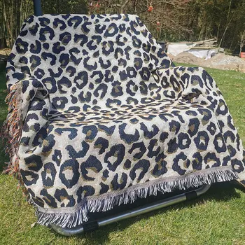 Одеяло с леопардовым винтажным животным рисунком, уличный диван в американском стиле, Декоративное покрывало для кемпинга и пикника, покрывало на кровать, одеяла