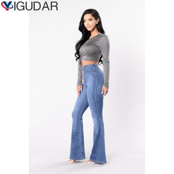 Женские джинсовые брюки, женские тонкие брюки-клеш с высокой талией, джинсы, женские джинсы с высокой талией, женские синие джинсы Calca Jeans