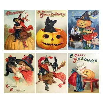 Винтажные открытки на Хэллоуин, 24 шт, Винтажные открытки с тыквой, креативные Декоративные подарочные карты на Хэллоуин для детей, девочек, мальчиков