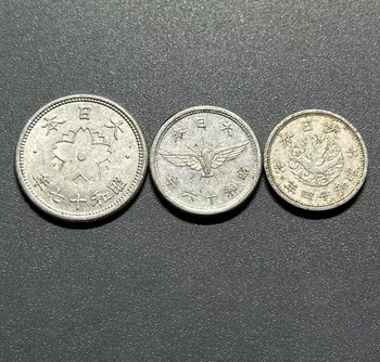 3 Штуки 1 Комплект Япония 194x Алюминиевые монеты Периода Сева Монеты Набор из трех Десяти Хризантем/Пяти Орлов/Одного Голубя Случайный Оригинал