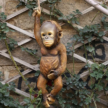 Estatua de mono de resina para colgar al aire libre estatua de mono para colgar en la pared jard n patio decoraci n de