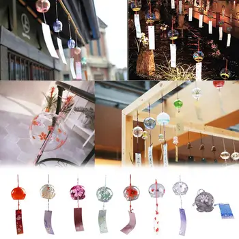 Японские колокольчики, романтический цветок, маленькие ветряные колокольчики, стеклянная подвеска с росписью для подарка на День рождения, украшения домашней вечеринки