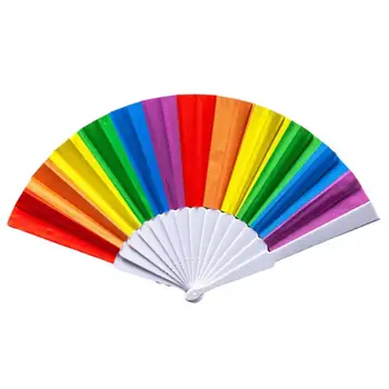 Ручной складной веер, красочный радужный складной веер, легкий компактный ручной веер для украшения вечеринки, компактный дорожный веер