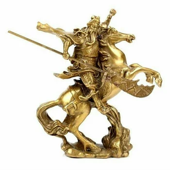 Изысканный китайский Старый герой Гуань Гун Гуань Юй Верхом на лошади * Бронзовая статуя