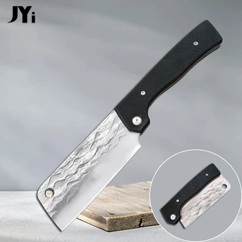 Кованый складной нож из нержавеющей стали с ручкой G10 Кухонный нож для разделки мяса шеф-повара, портативный нож для барбекю, разделочный нож для рыбалки, походный нож
