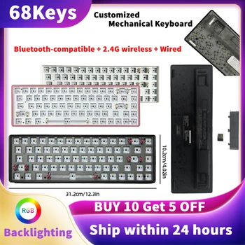 Набор механической клавиатуры с 68 клавишами, клавиатура с возможностью горячей замены, игровая клавиатура с RGB подсветкой для настольного ноутбука. ПК