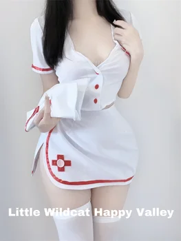 Эротическое белье, женский сексуальный наряд медсестры, косплей, костюм служанки, Горячая сорочка, униформа, Эротическое белье для косплея