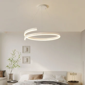 Спиральная люстра черного/ белого цвета Для гостиной, столовой, кухни, люстра круглой формы, светильники для внутреннего освещения