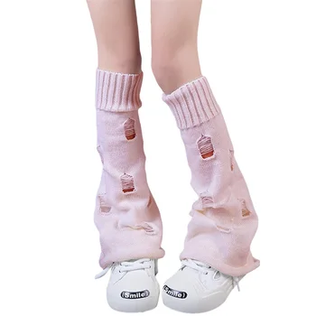 Xingqing/ Вязаные Гетры для женщин 2000-х, Эстетичные Носки до колена с рваными отверстиями, Манжеты для ботинок, панк-готические Носки с сутулостью, Аксессуары