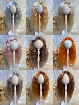 Кукольные парики для Blythe Qbaby из мохера с длинными вьющимися волосами и шалью на голове длиной 9-10 дюймов