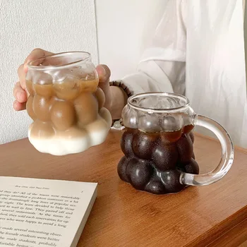 Креативная Кофейная кружка из термостойкого стекла с ручками в стиле Боросиликатного стекла, Чашка для молока для завтрака, Прозрачное стекло