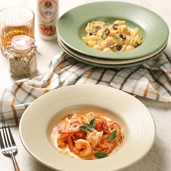 Тарелка для соломенной шляпы западной кухни, Изящные и красивые керамические тарелки, легкая итальянская паста класса люкс, закуски, десерт, суп, Обеденные тарелки