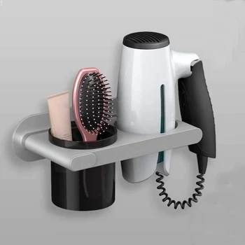 1 шт. Настенный держатель для фена, самоклеящийся вентилятор, Стеллаж для хранения, Органайзер для принадлежностей для ванной комнаты без перфорации
