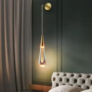 Постмодернистские хрустальные настенные светильники, стеклянные светодиодные креативные капли дождя, настенный светильник для ресторана, Прикроватная тумбочка в коридоре, настенные бра, лампа